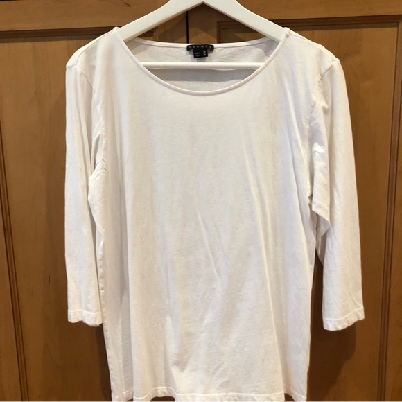 Theory white crewneck 3/4 sleeve - Picture 1 of 3